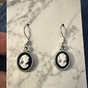 New Black & White Cameo Mini Earrings